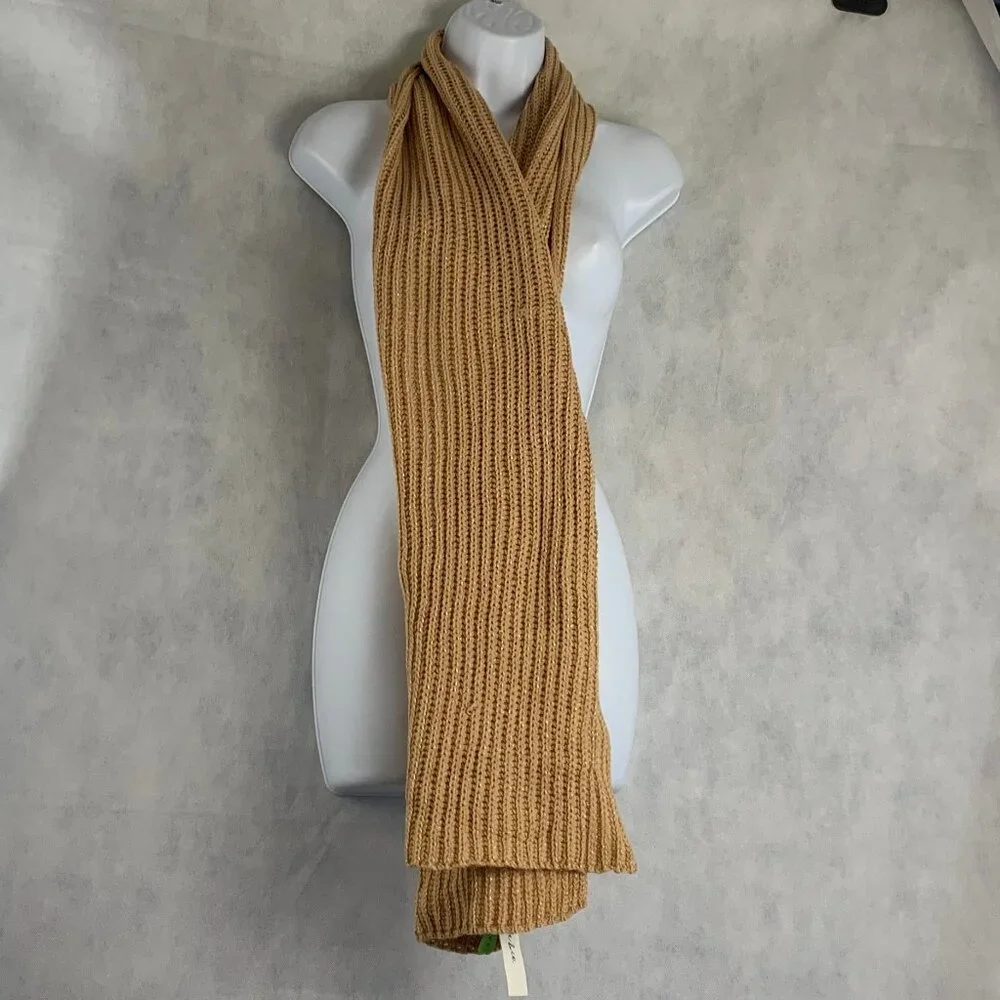 Style & Co. Women's Ribbed Muffler Scarf, Camel Brown Shine, One Size Fits Most